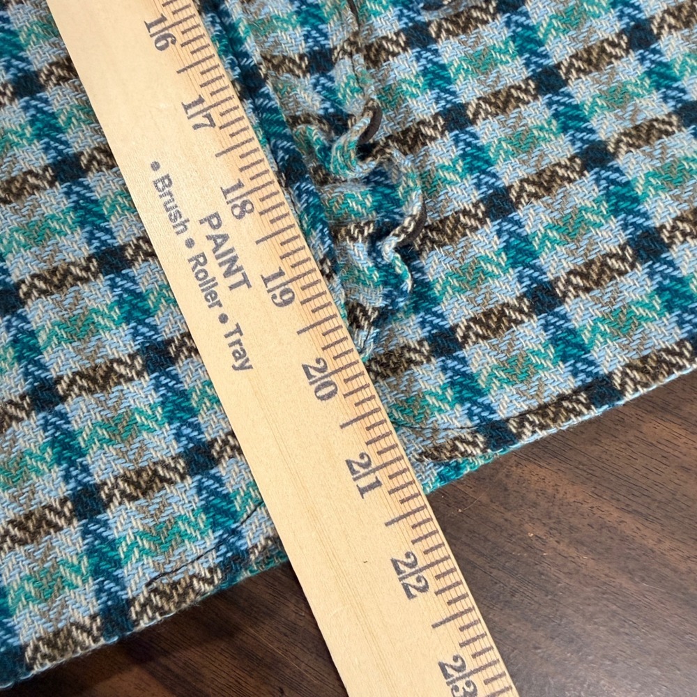Talbots 100% Wool Blazer Women 2P Pre-Owned Plaid Blue Ruffle Elbow Patch Jacket - Picture 10 of 11